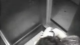 جلسة ضرب في المصعد: وضعية الكلب مع عصر ثدي عنيف